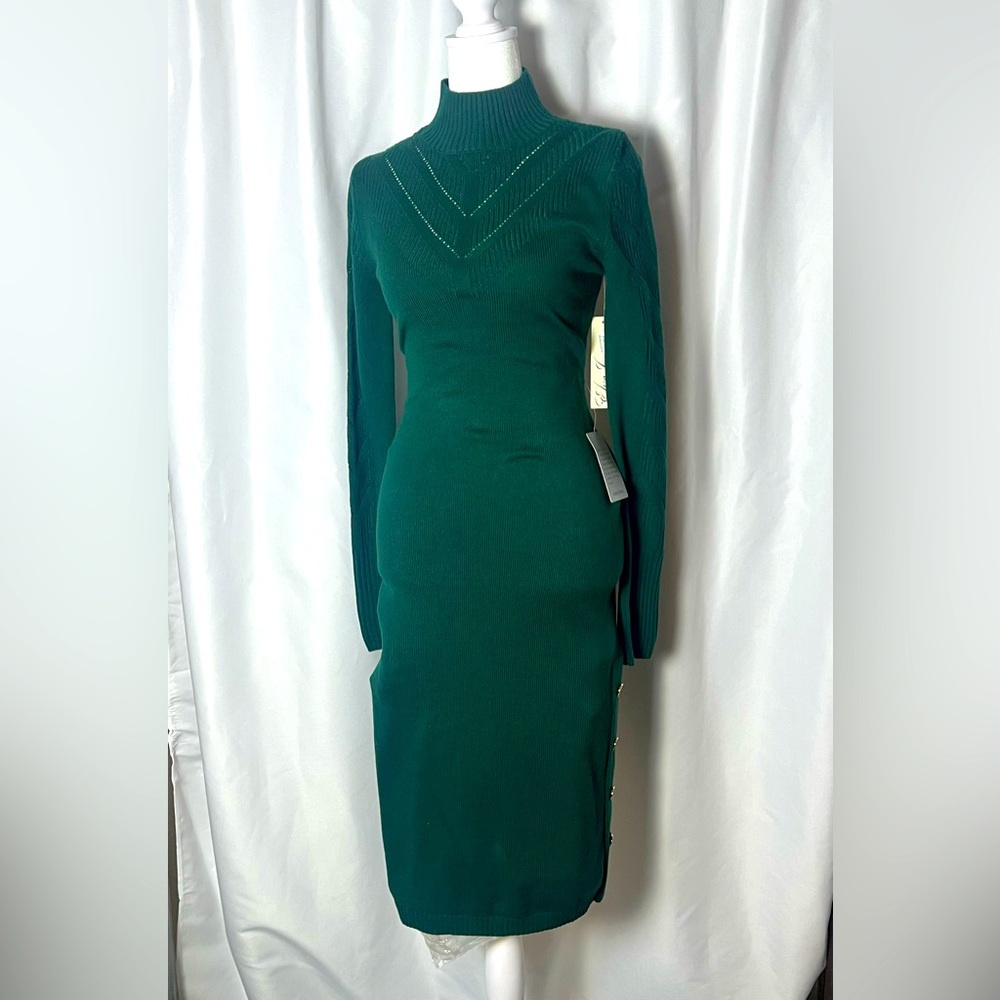 Eliza J Cable Knit Turtleneck Long Sleeve Sweater Dress